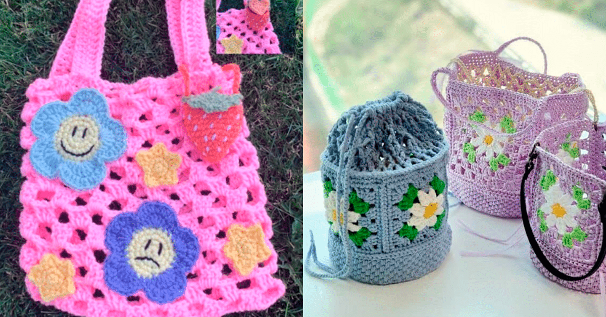 Bolsas de Crochê Bem Simples e Lindas – Ideias para Inspiração Pt 1