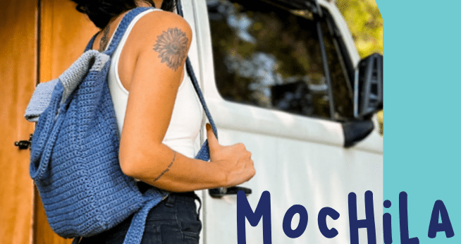 Mochila de Crochê Azul índigo