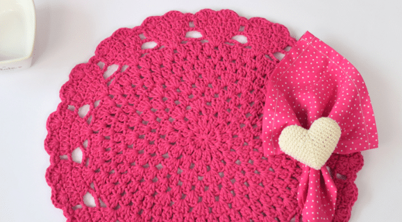 Sousplat de crochê Rosa: Fácil de fazer