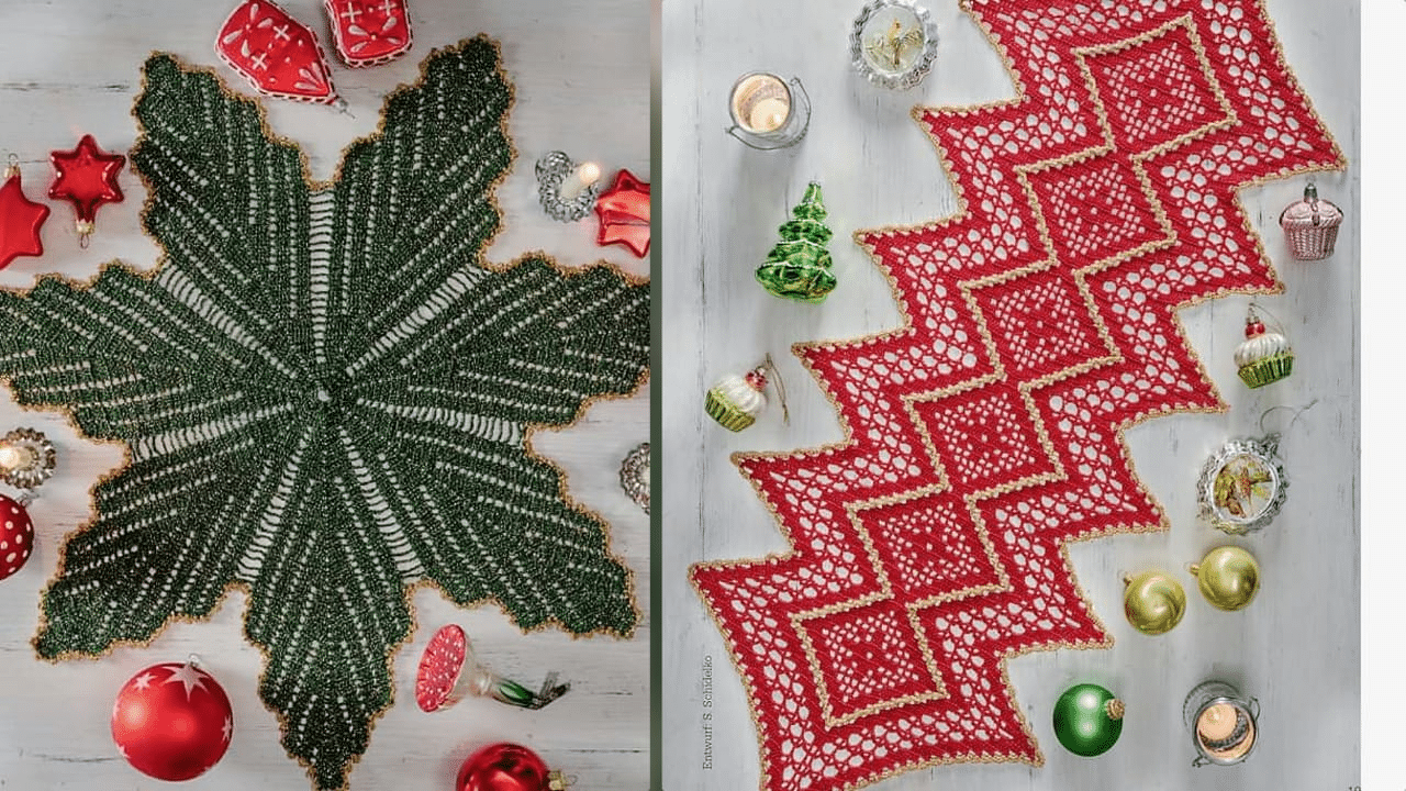 12 Trilhos de Mesa em Crochê para o NATAL com Gráficos Lindíssimos