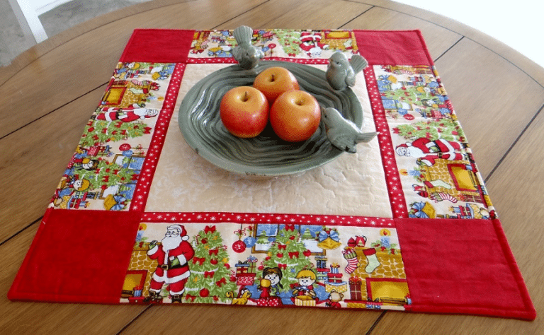 Centro de Mesa Papai Noel: Um Toque de Patchwork Para o Natal