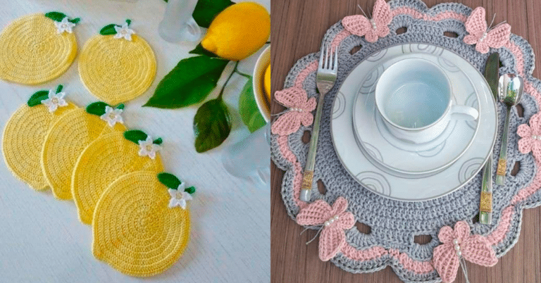 Ideias de Sousplats e Porta Copos em Crochê p Decorar seu Lar