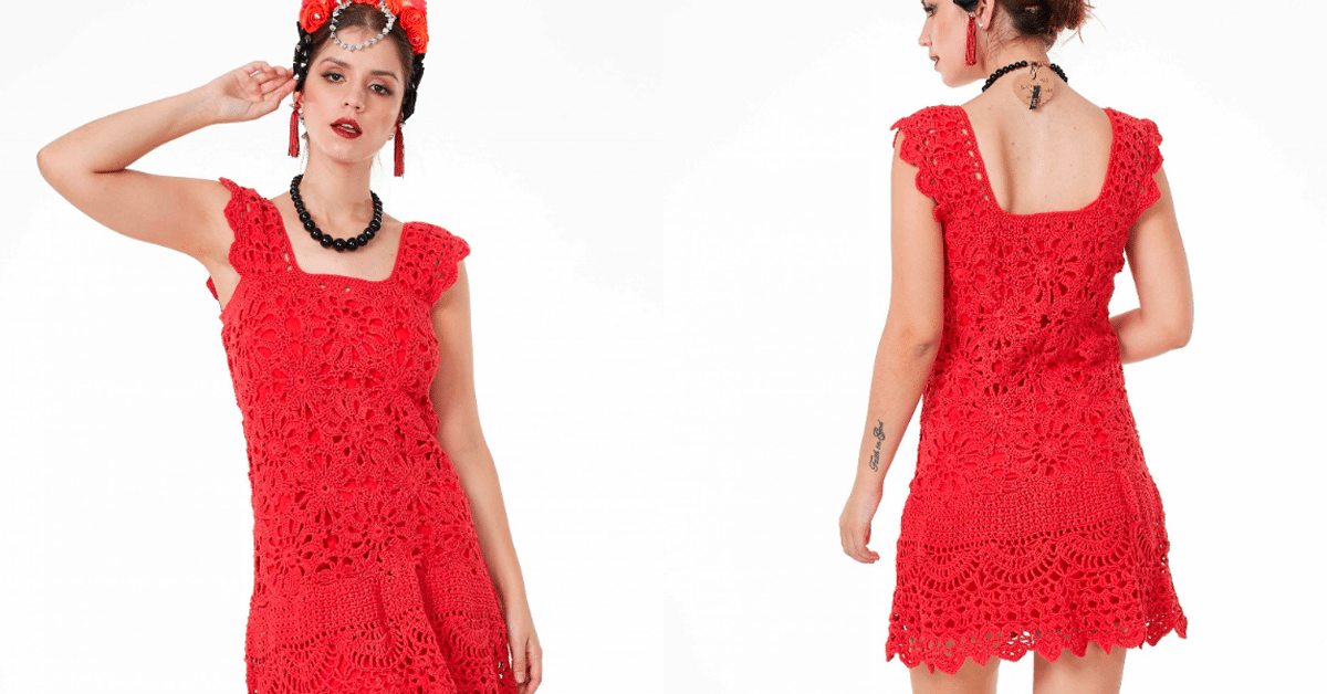 Incrível e Fresquinho: Vestido em Crochê Vermelho Brilho