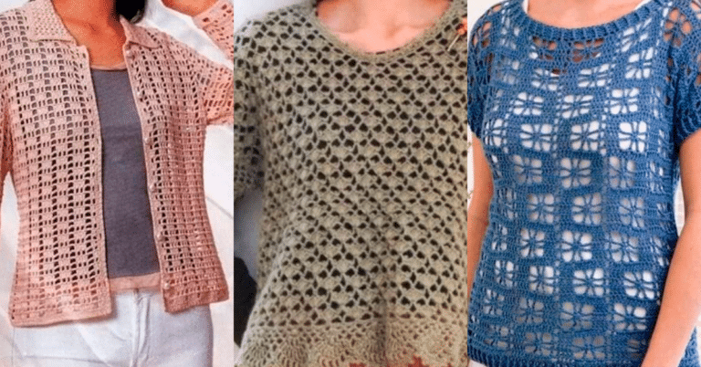 9 Blusas de Crochê Maravilhosas com Gráfico dos Pontos