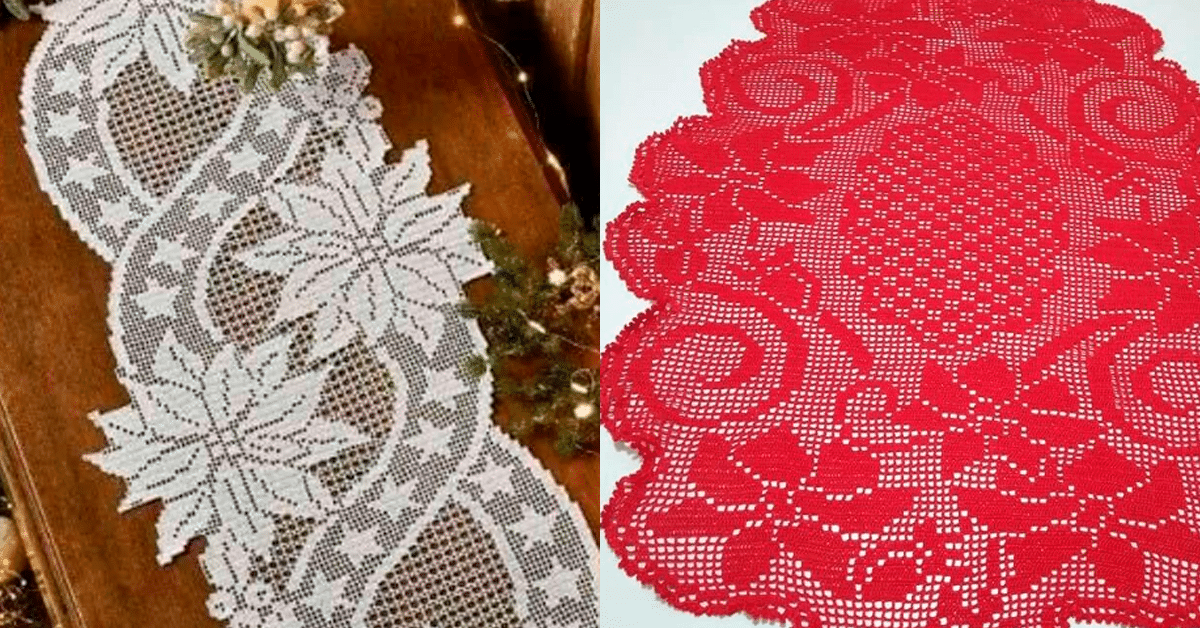 Artesanato para o Natal: Trilhos de Mesa em Crochê com Gráficos