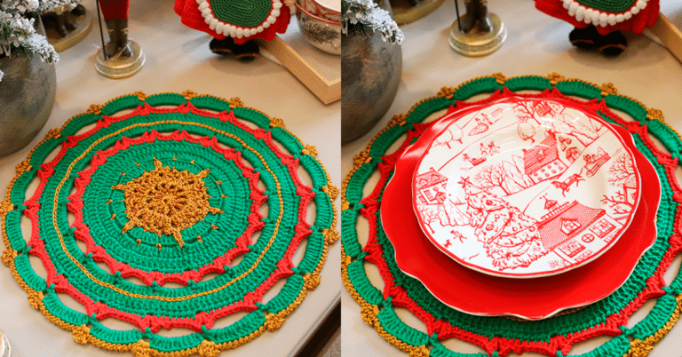 Sousplat de Crochê Natal Ouro: Pefeito para Suas Festas