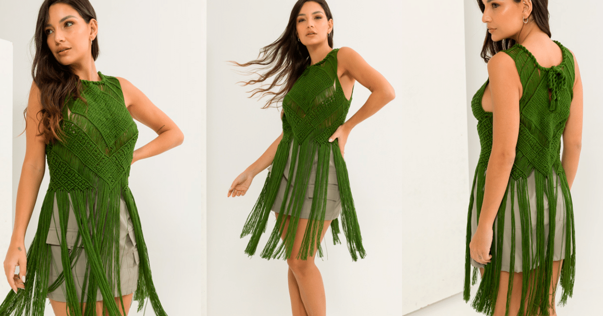 Moda Natal 2023: Blusa Macramê Medusa Linda com Gráficos
