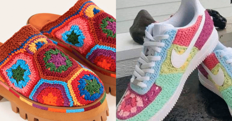Customização de Calçados com Squares de Crochê