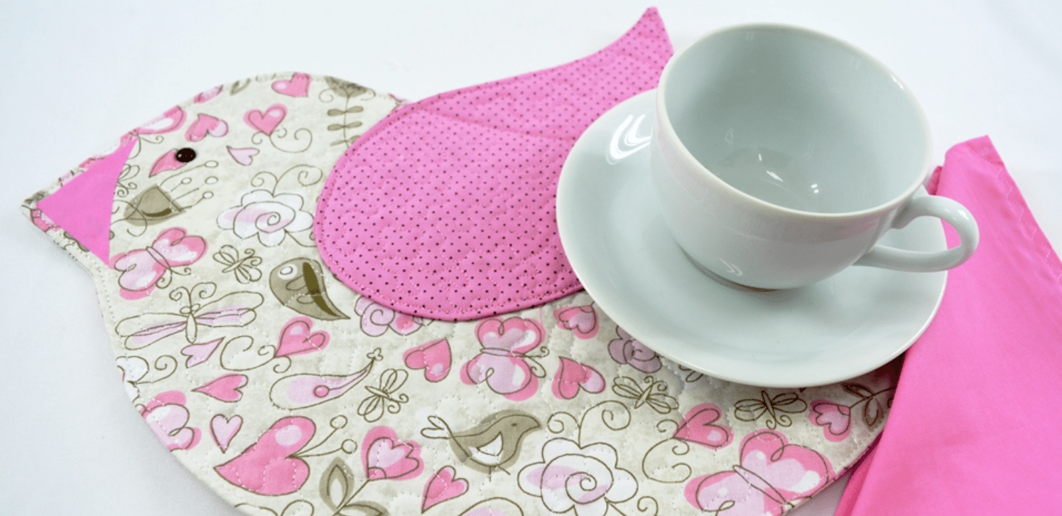 Patchwork Alado: Descanso de Caneca Passarinho – Com Molde