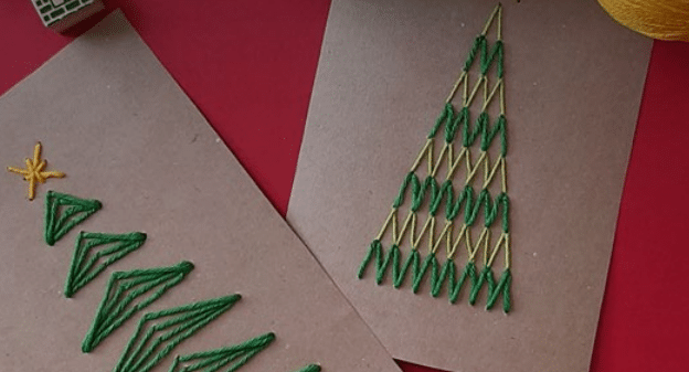 Cartão de Natal com Bordado