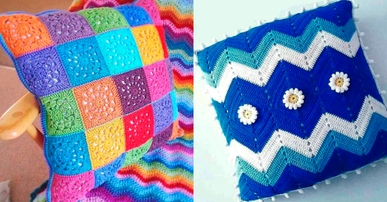 Ideias de Lindas Almofadas em Crochê com Gráficos e Receita