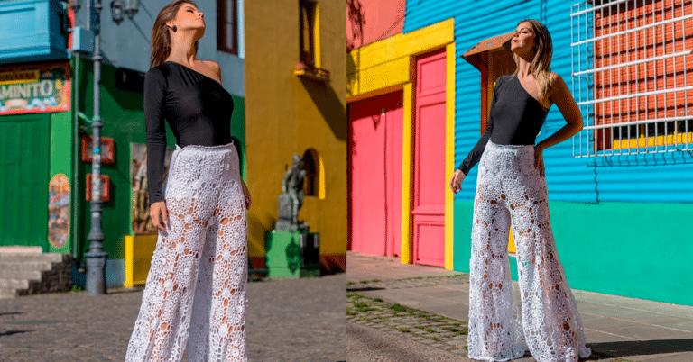 Calça Pantalona em Crochê Neve: Aprenda a Fazer com Gráficos