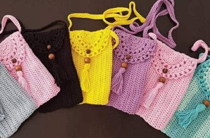 Bolsinhas de Crochê Porta Celular Simples – Inspirações