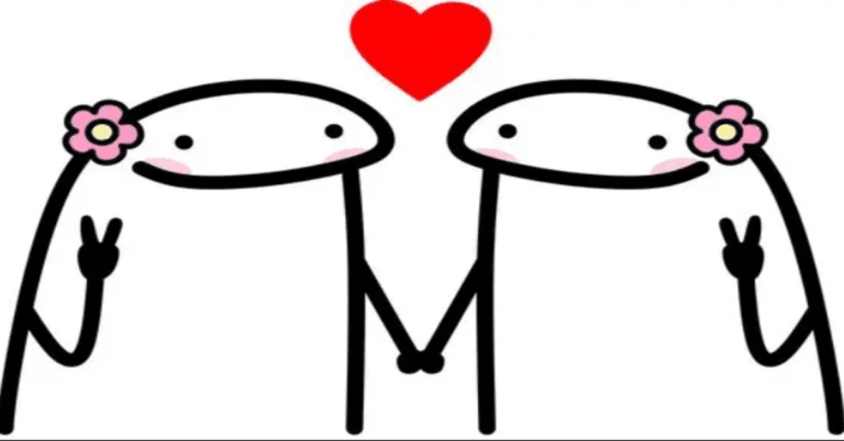Artesanato com a figurinha flork coração em PNG