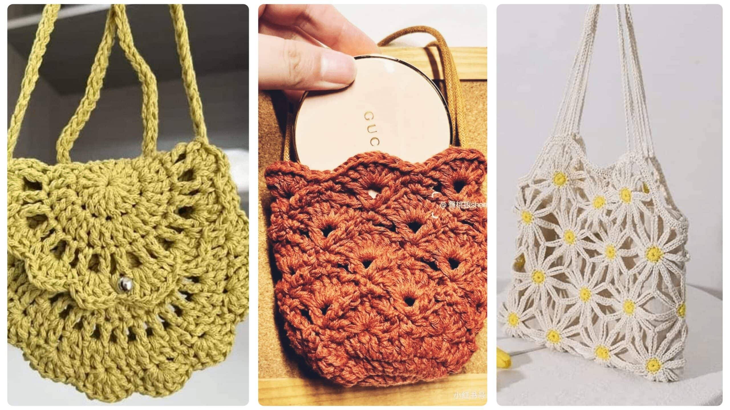 13 Bolsas de Crochê Simples com Gráficos e Como Fazer