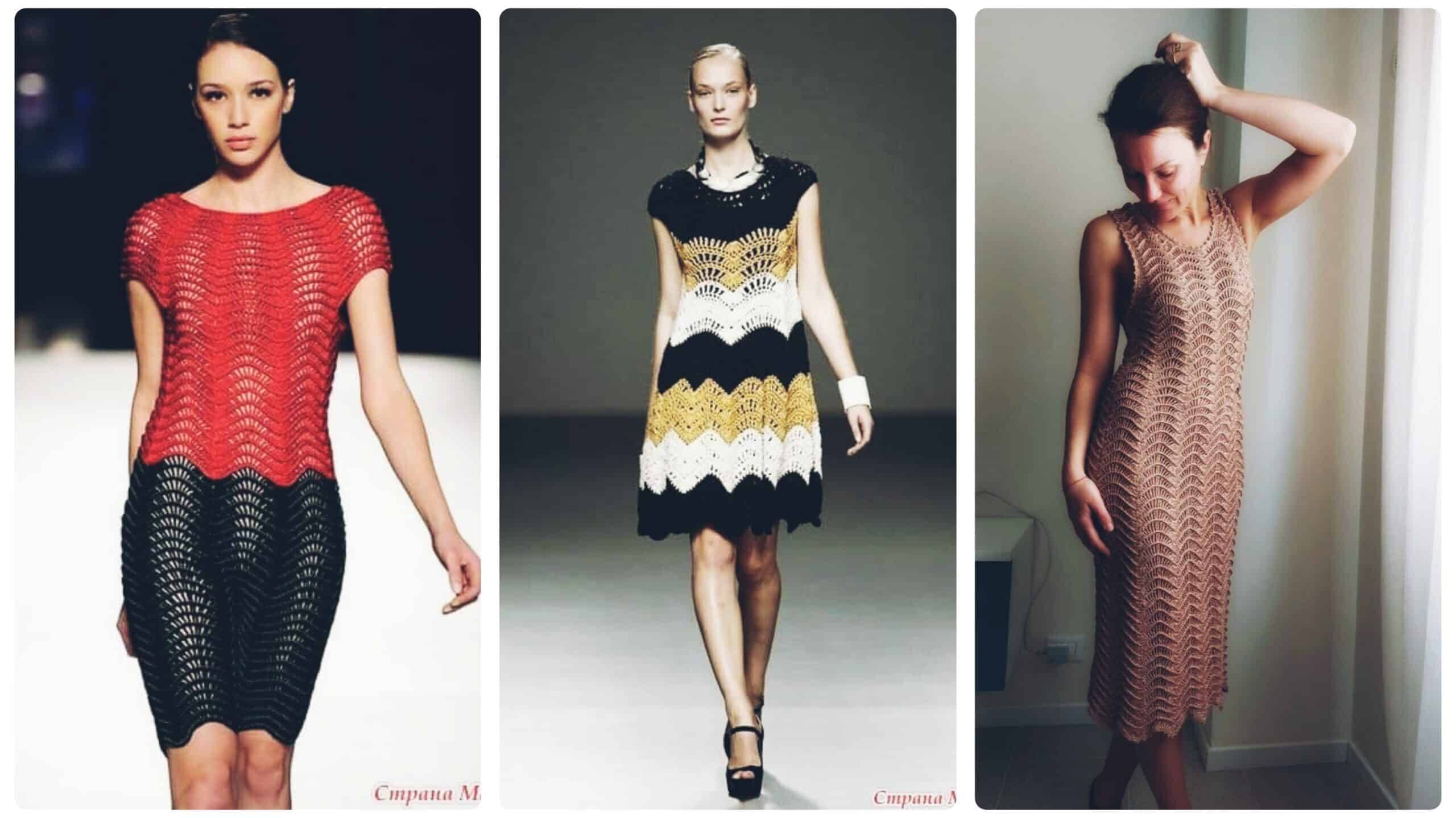 Tecendo Elegância: Belíssimos Vestidos de Crochê com Ponto Chevron ou Zig Zag