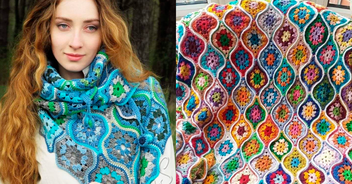 Motivo de Crochê com Flor Africana: Faça xale, bolsa, blusas e cachecóis