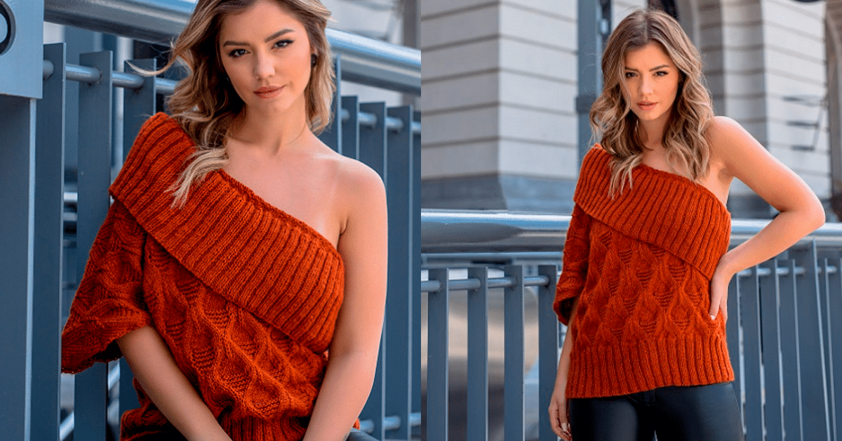 Moda Artesanal Moderna: Blusa em Tricô Um Ombro Só e Gráficos