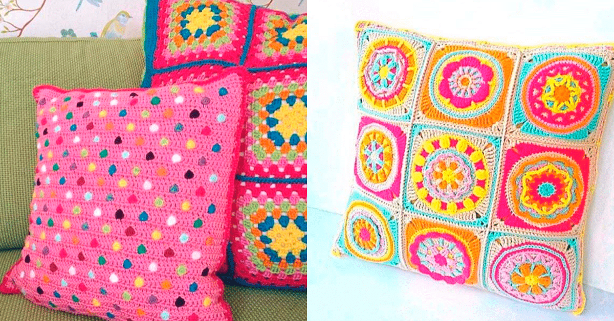 Ideias: Almofadas de Crochê Coloridas para Complementar Renda