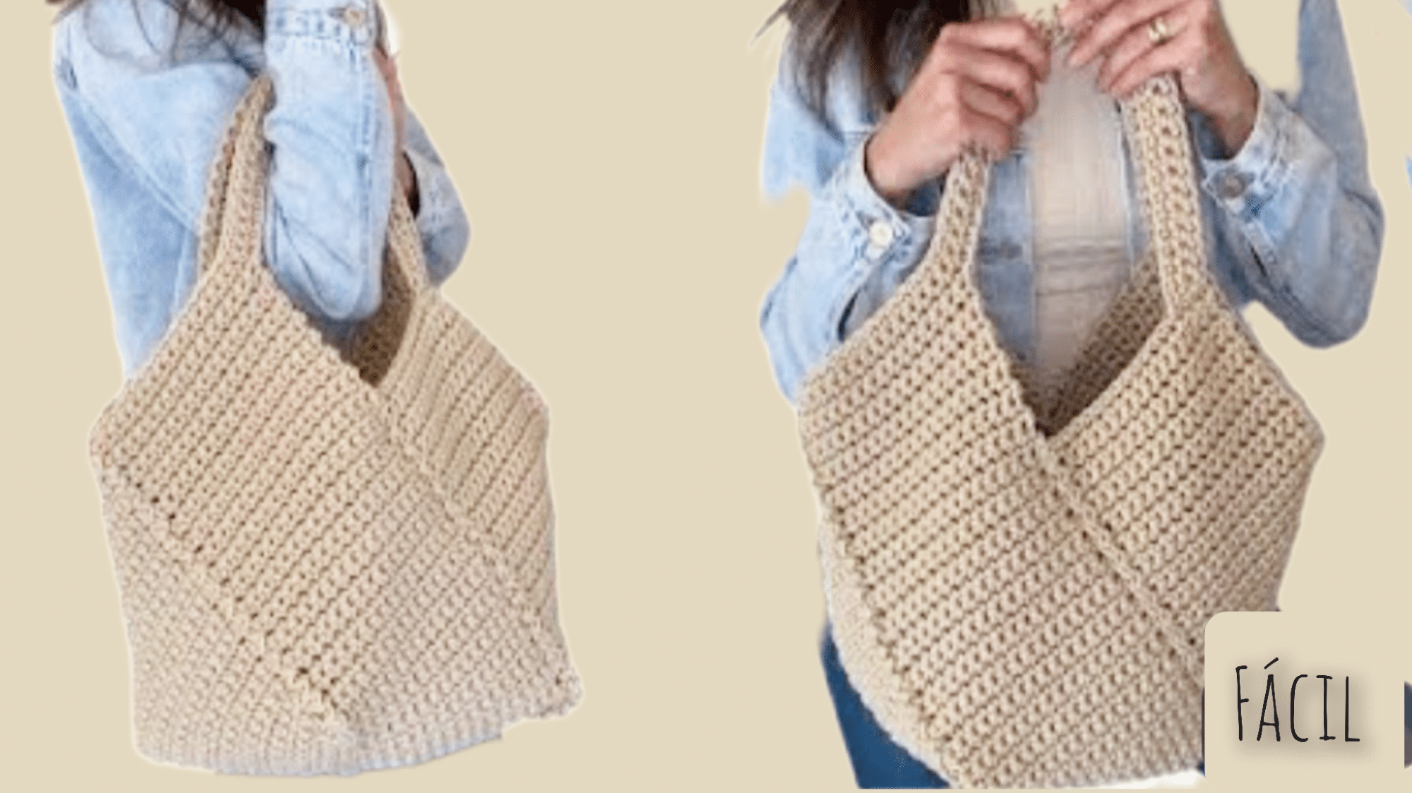 Aprenda a Fazer uma Bolsa de Crochê Fácil para Iniciantes com 4 Retângulos e Fio Náutico de 5mm
