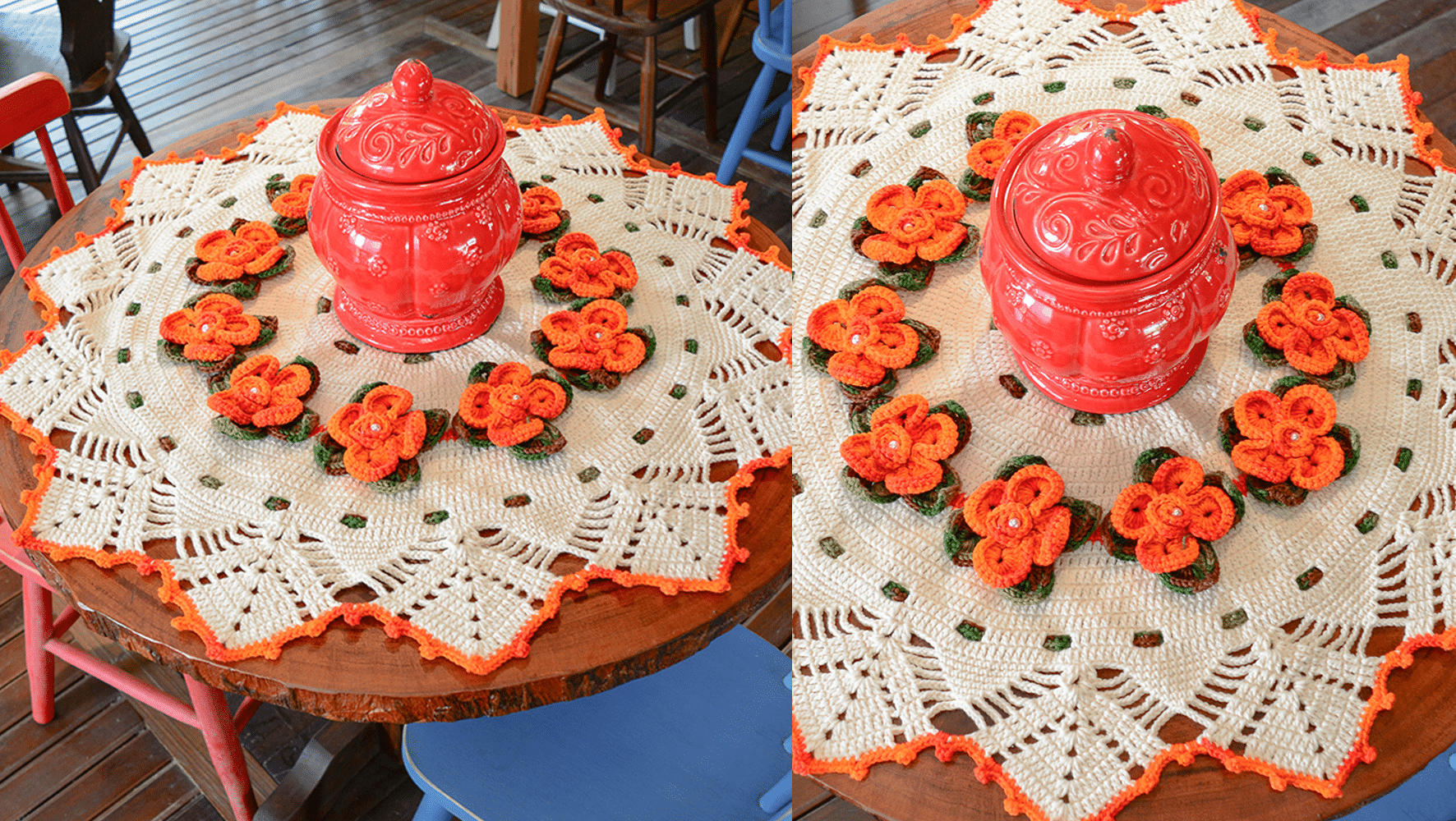 Elevando a Elegância: Centro de Mesa Calêndula em Crochê!