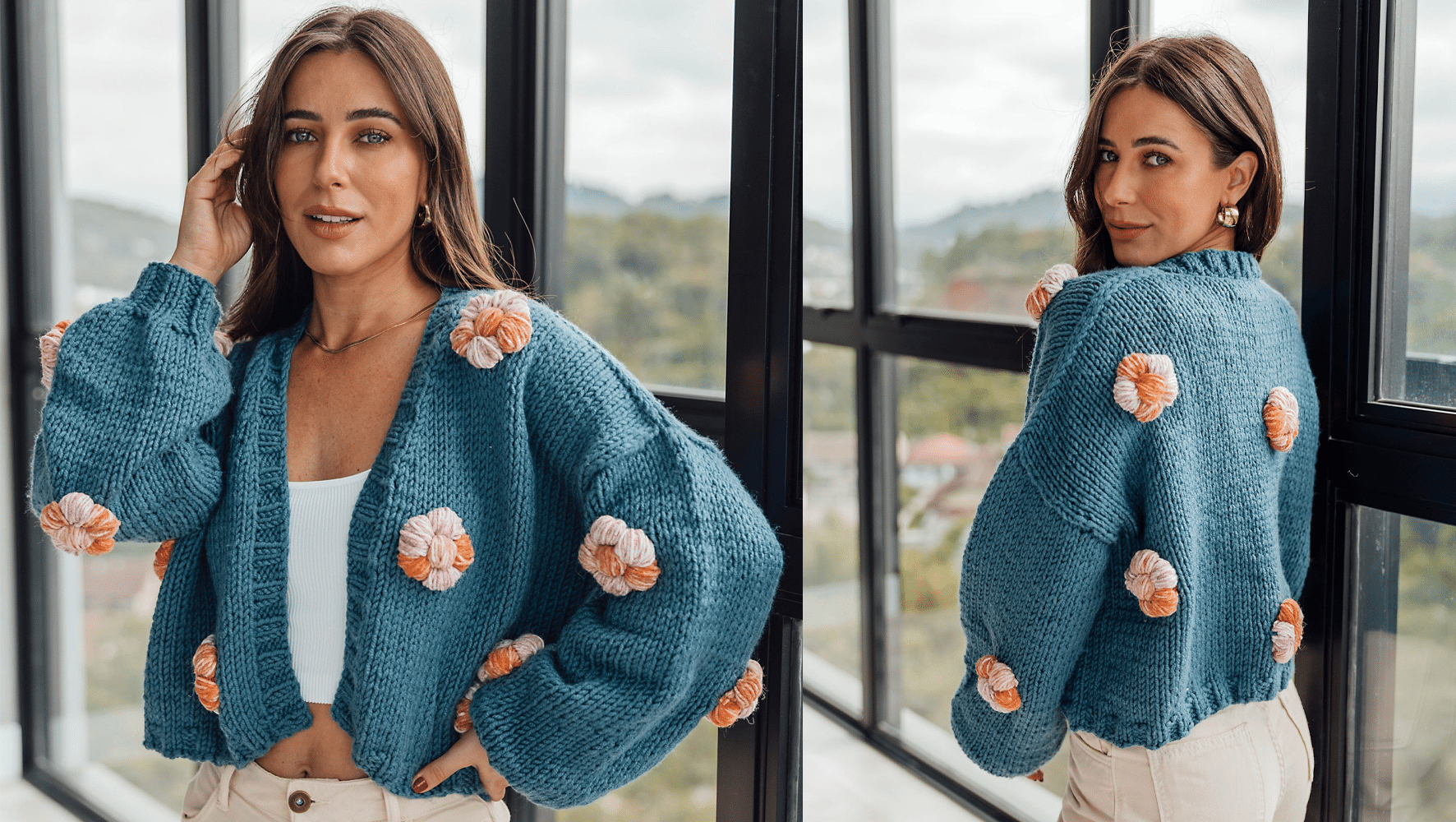 Explorando esse Estilo Único do Casaqueto Urbano Com Flores de Tricô!