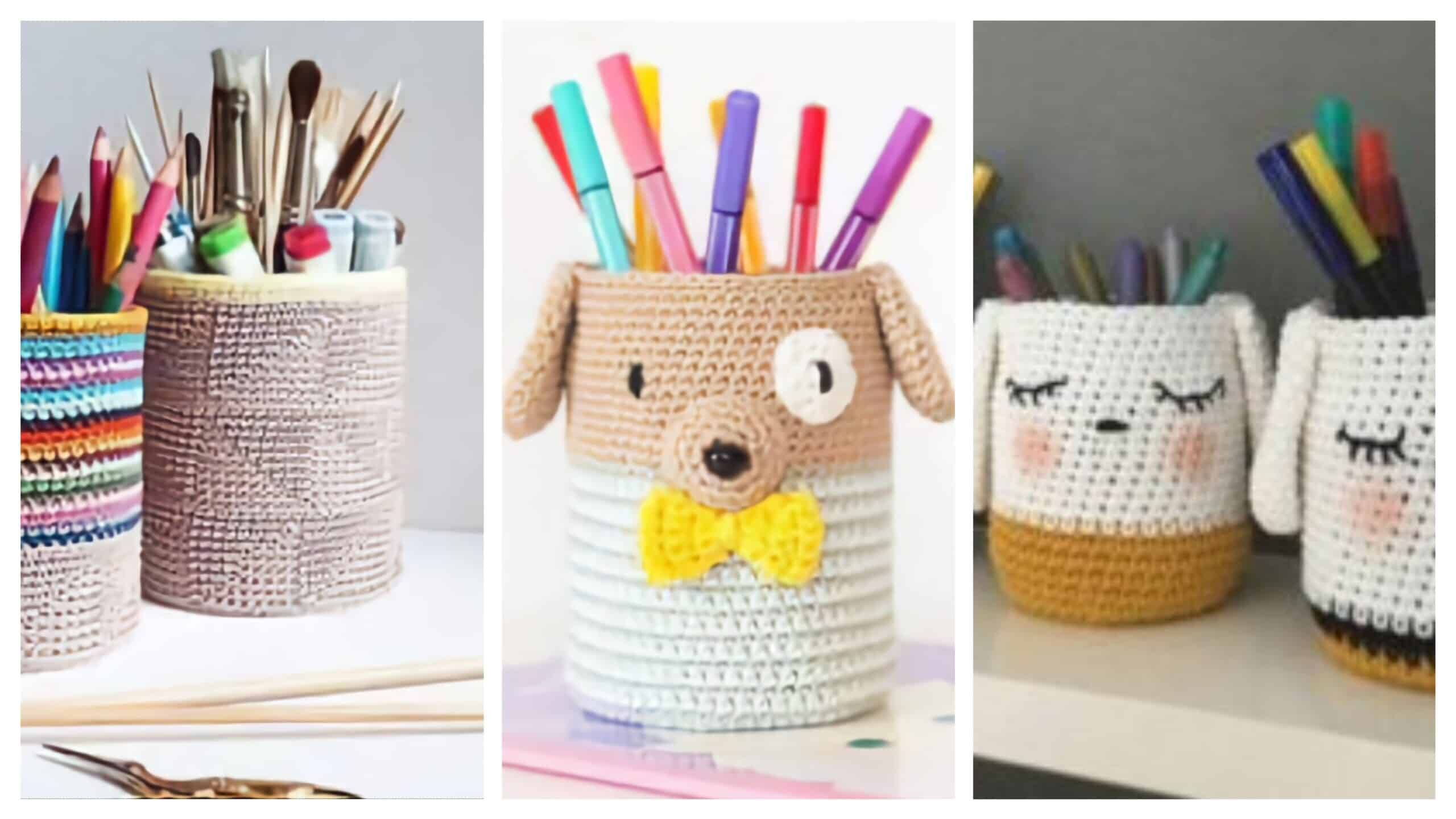 30 Porta Lápis em Crochê para Você Se Inspirar e Organizar Seu Espaço Criativo