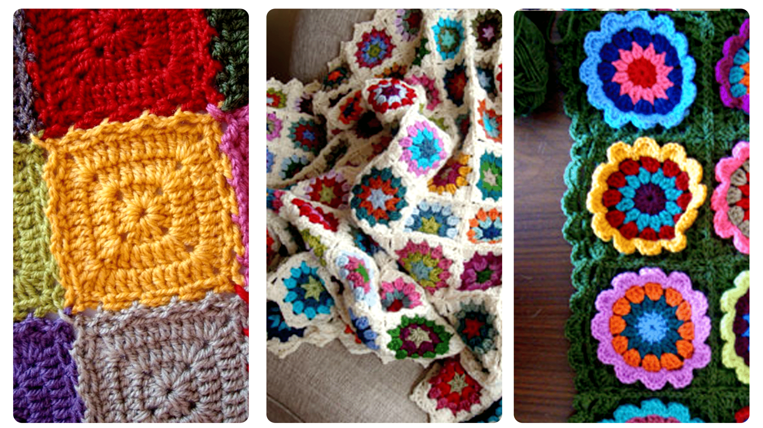 Squares de Crochê com Passo-a-Passo para Mantas , Colchas e Peseiras