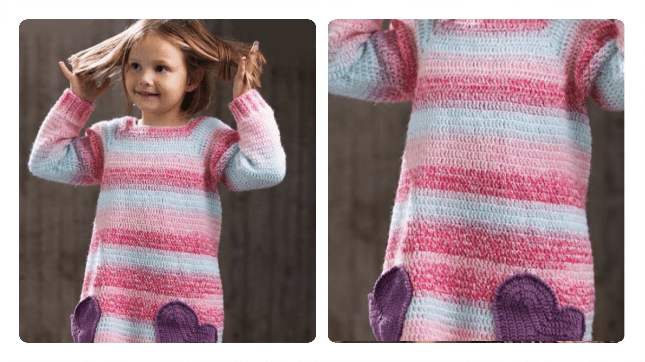 Padrões de crochê exclusivos: Encante-se com o Vestido Infantil com Bolsos de Corações de Crochê!