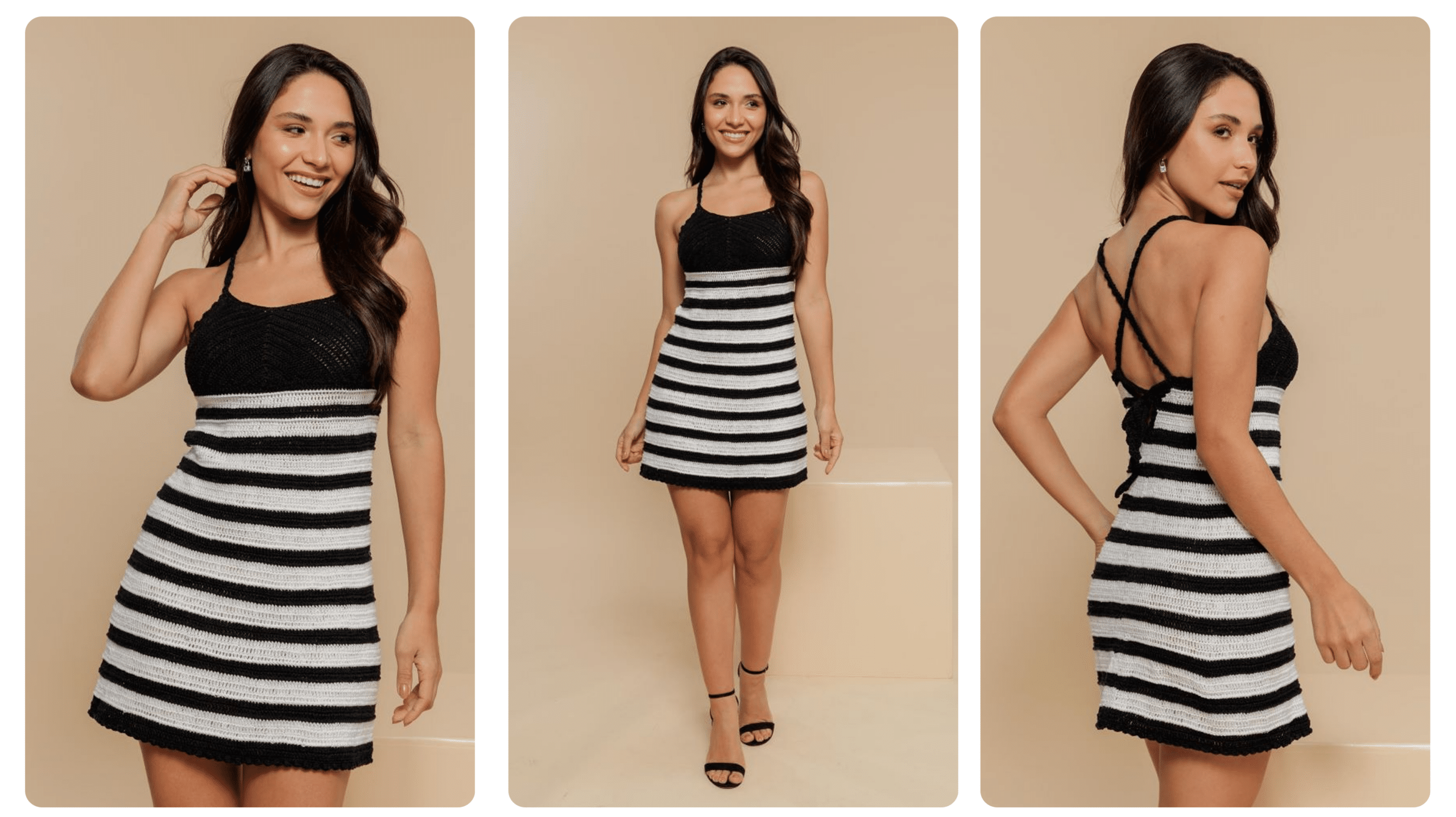 O Charme Clássico do Vestido Preto & Branco de Crochê’!