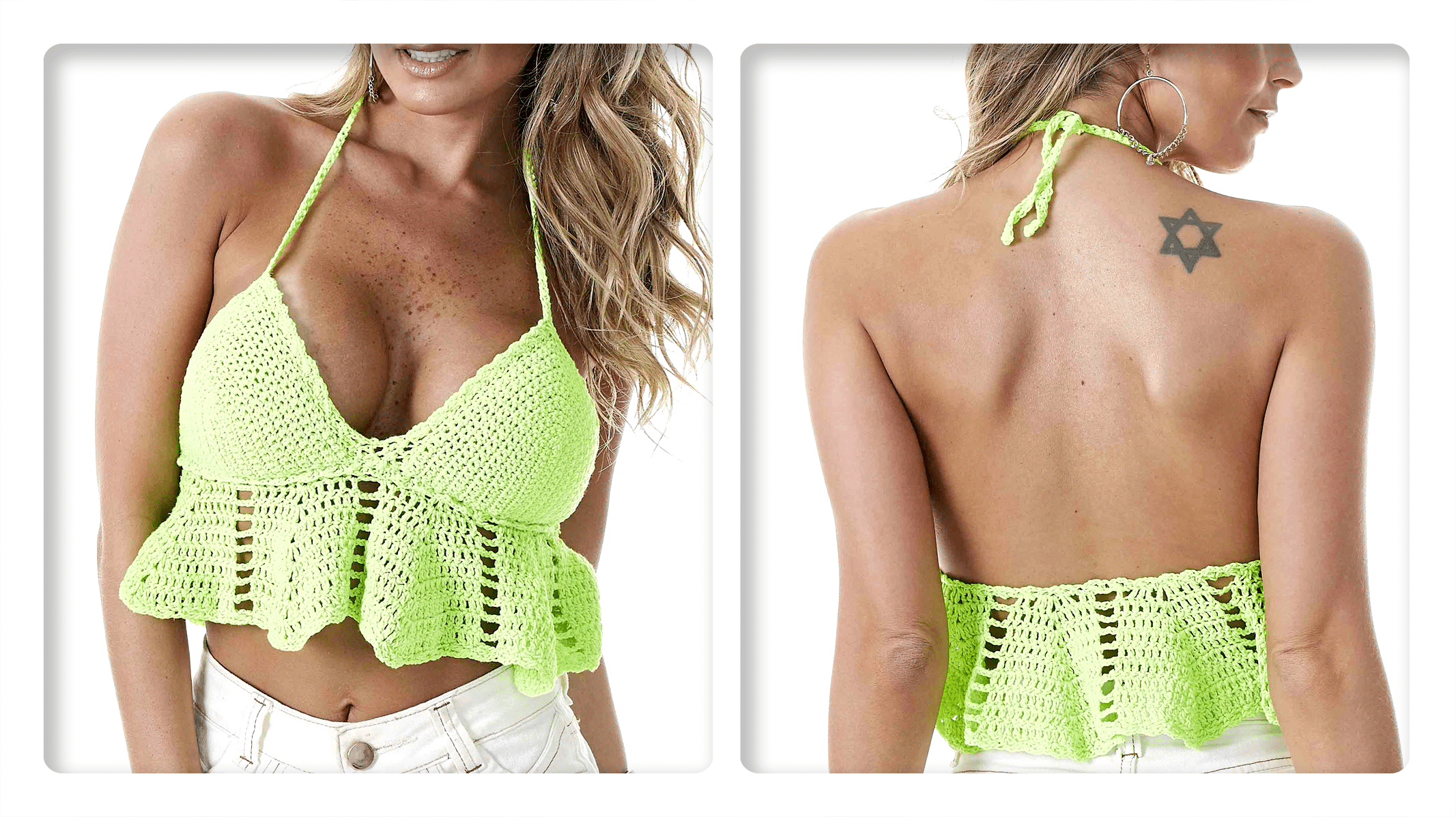 Receita de Top de Crochê Verde Neon