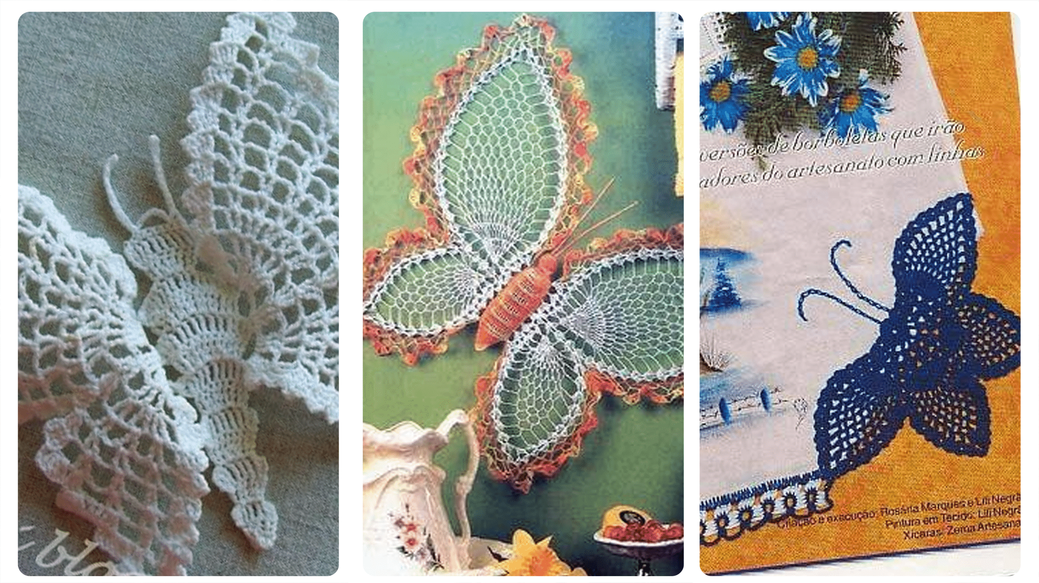Ideias de Crochê Criativo: Borboletas de Crochê para Pano de Prato com Tutorial de Pintura