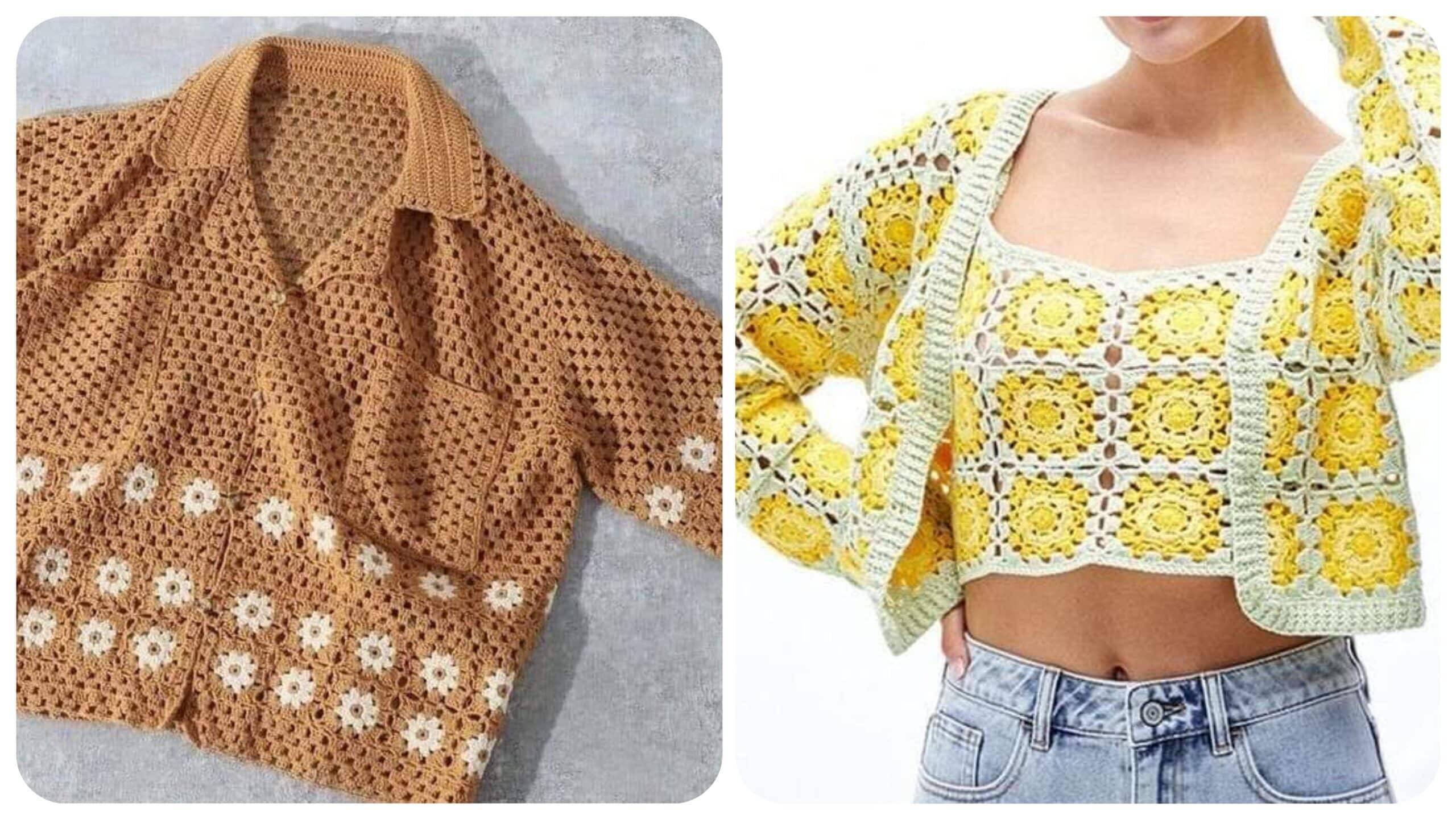 Crochê Moderno: Camisas e Blusas de Crochê Femininas com Squares