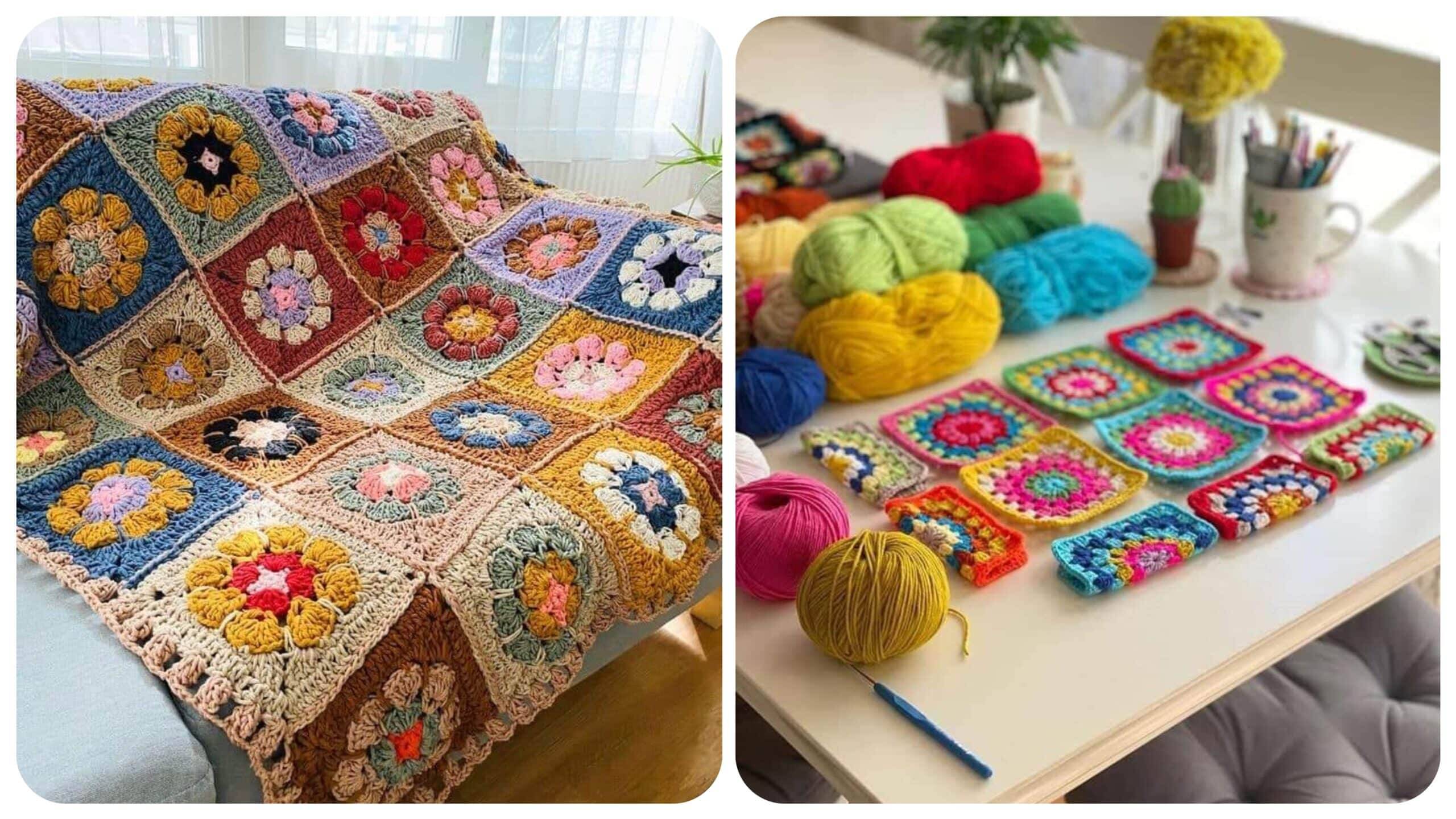 Mantas e Peseiras de Crochê com Squares: A Arte de Conforto e Estilo