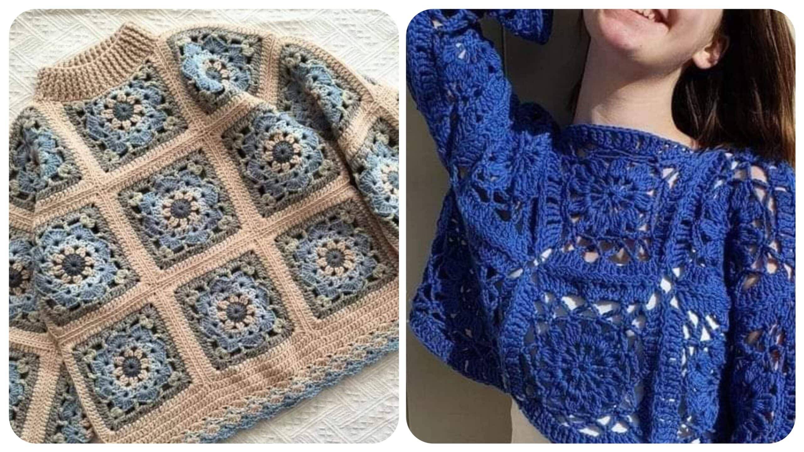 Lindas Blusas de Crochê com Squares – Padrões Grátis