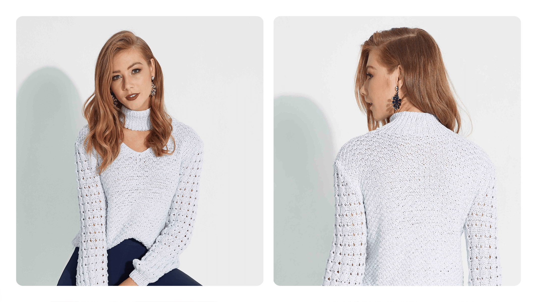 Blusa de Tricô Precioso: Elegância e Estilo com Delicado Decote e Recortes