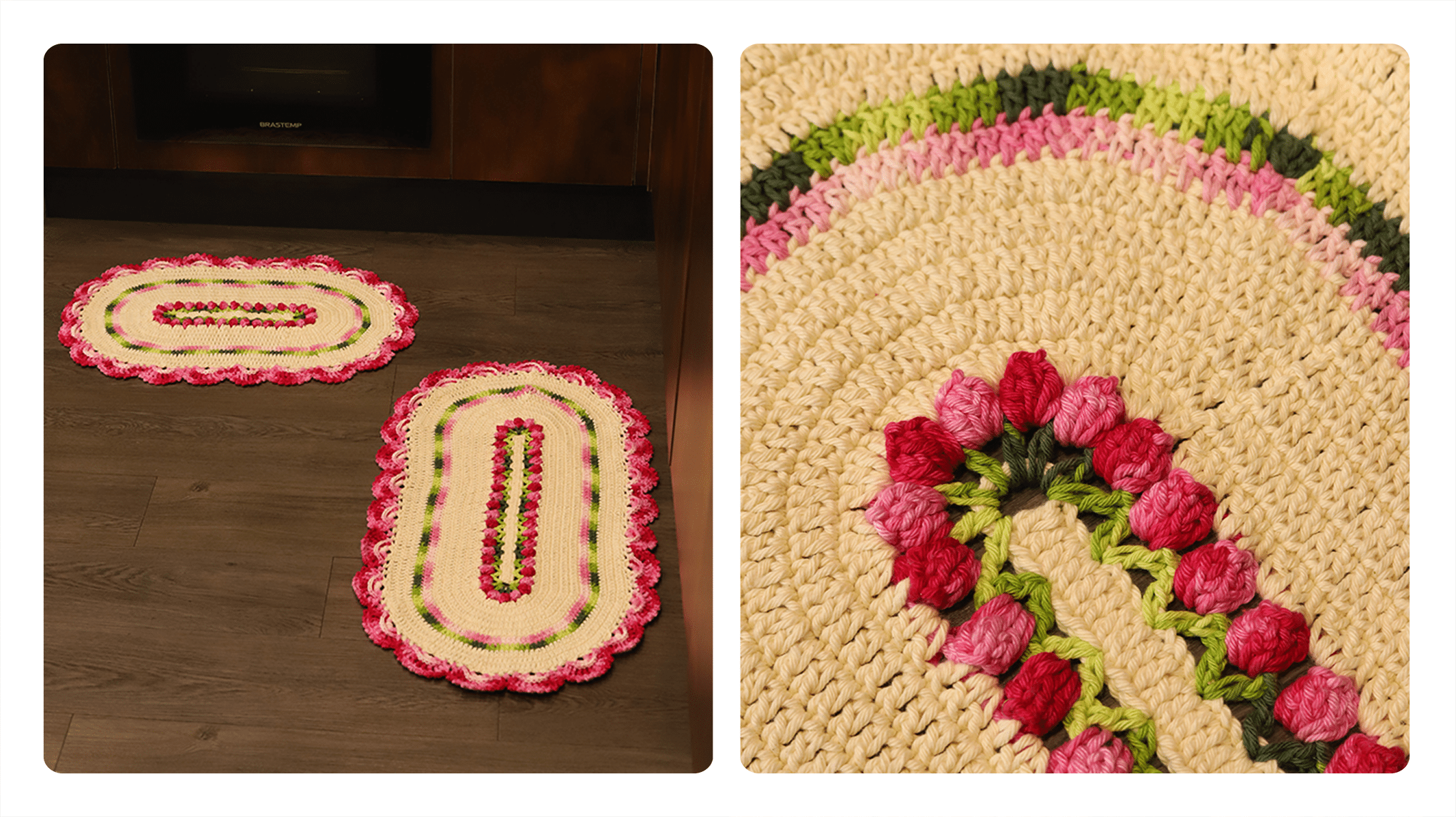 Receita Jogo de Tapetes de Crochê Retangular para Cozinha “Jardim”
