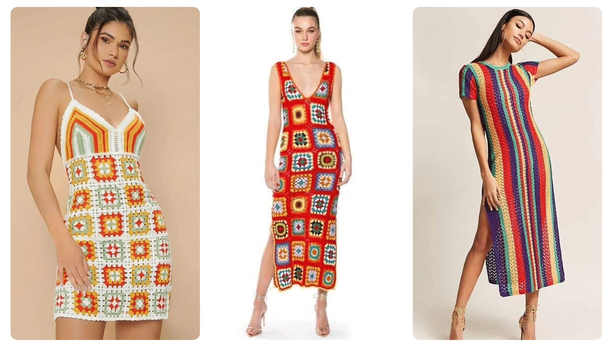 Vestidos de Crochê com Quadradinhos – Granny Squares: Um Toque Retrô e Moderno