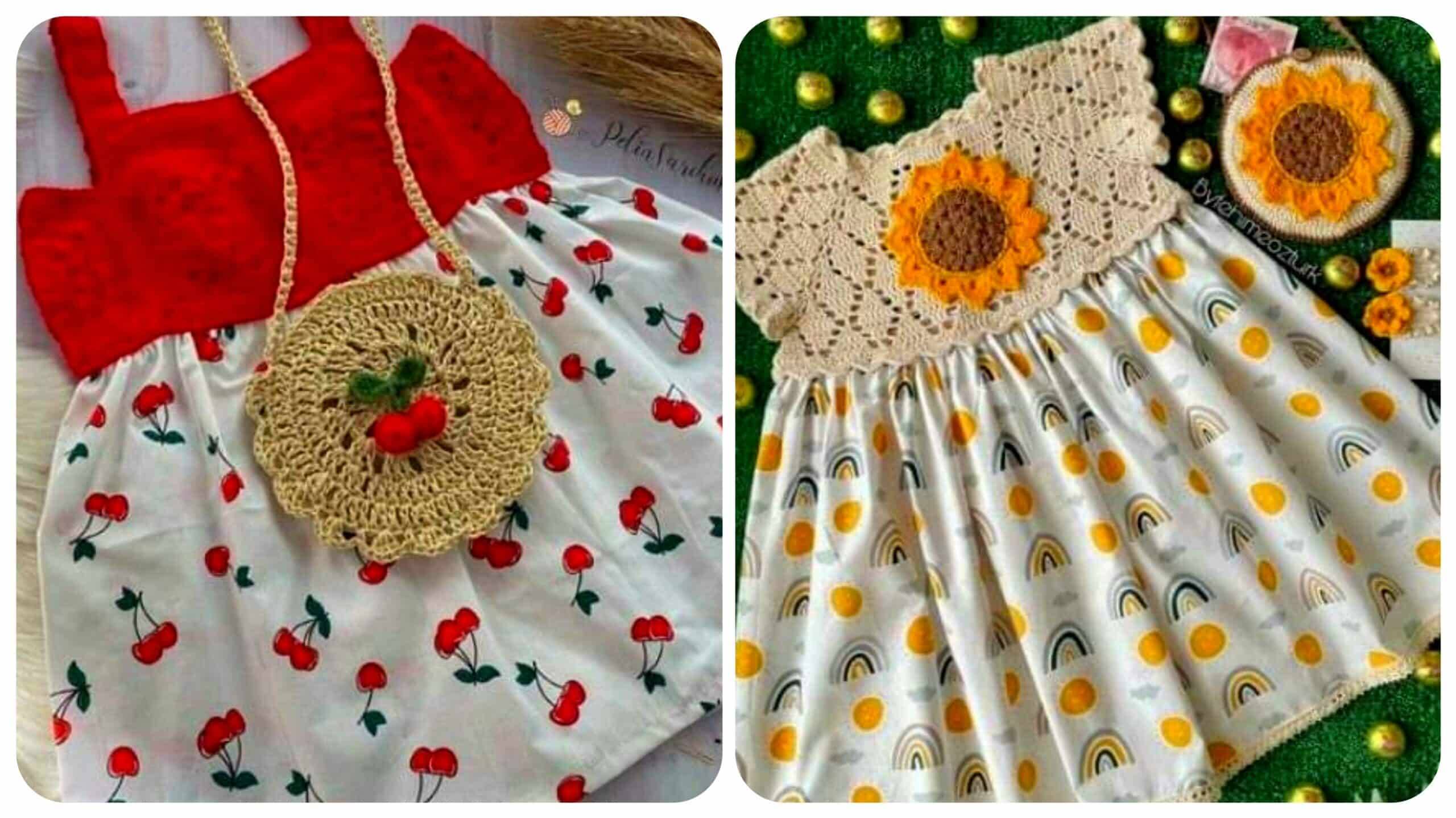 Crochê de Luxo: Vestidos em Crochê Infantil com Tecido