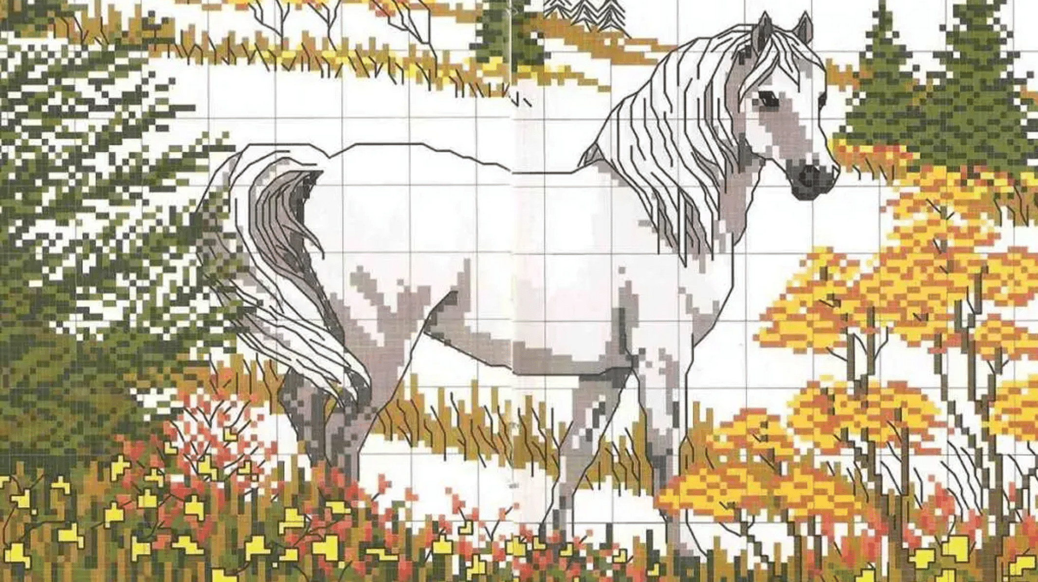 Explore a Arte do Bordado: Cavalo em Ponto Cruz com Gráficos!