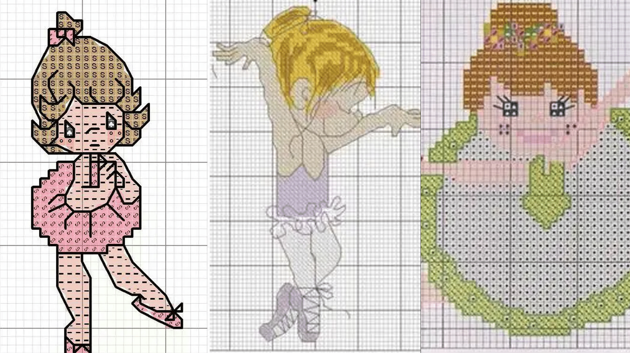 A Encantadora Arte de Bordar Bailarinas em Ponto Cruz com Gráfico!