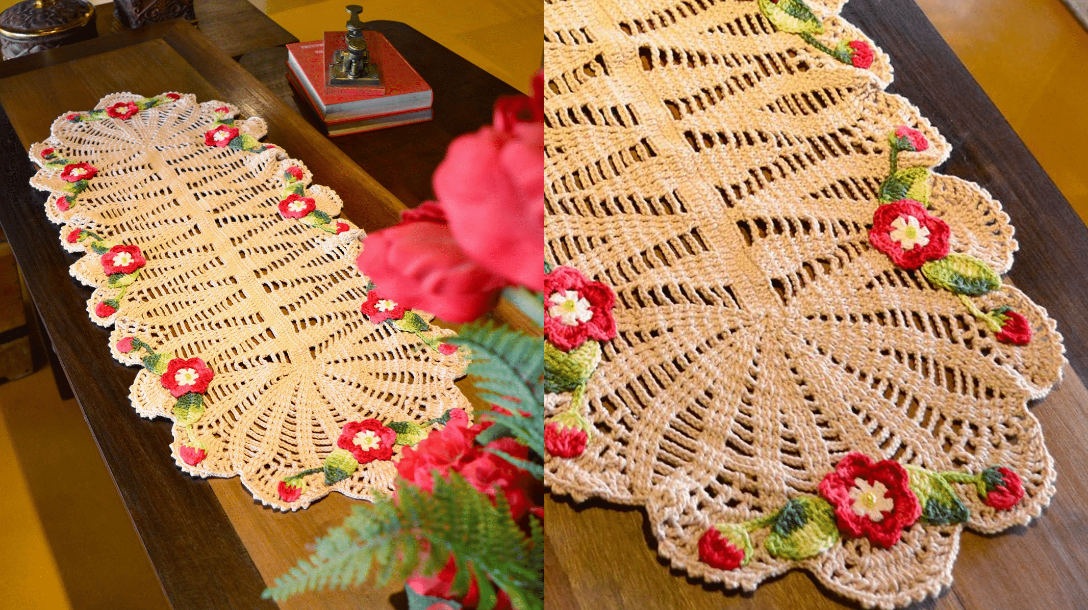 Receita Caminho de Mesa em Crochê Oval Primavera: Elegância e Cor para Sua Mesa
