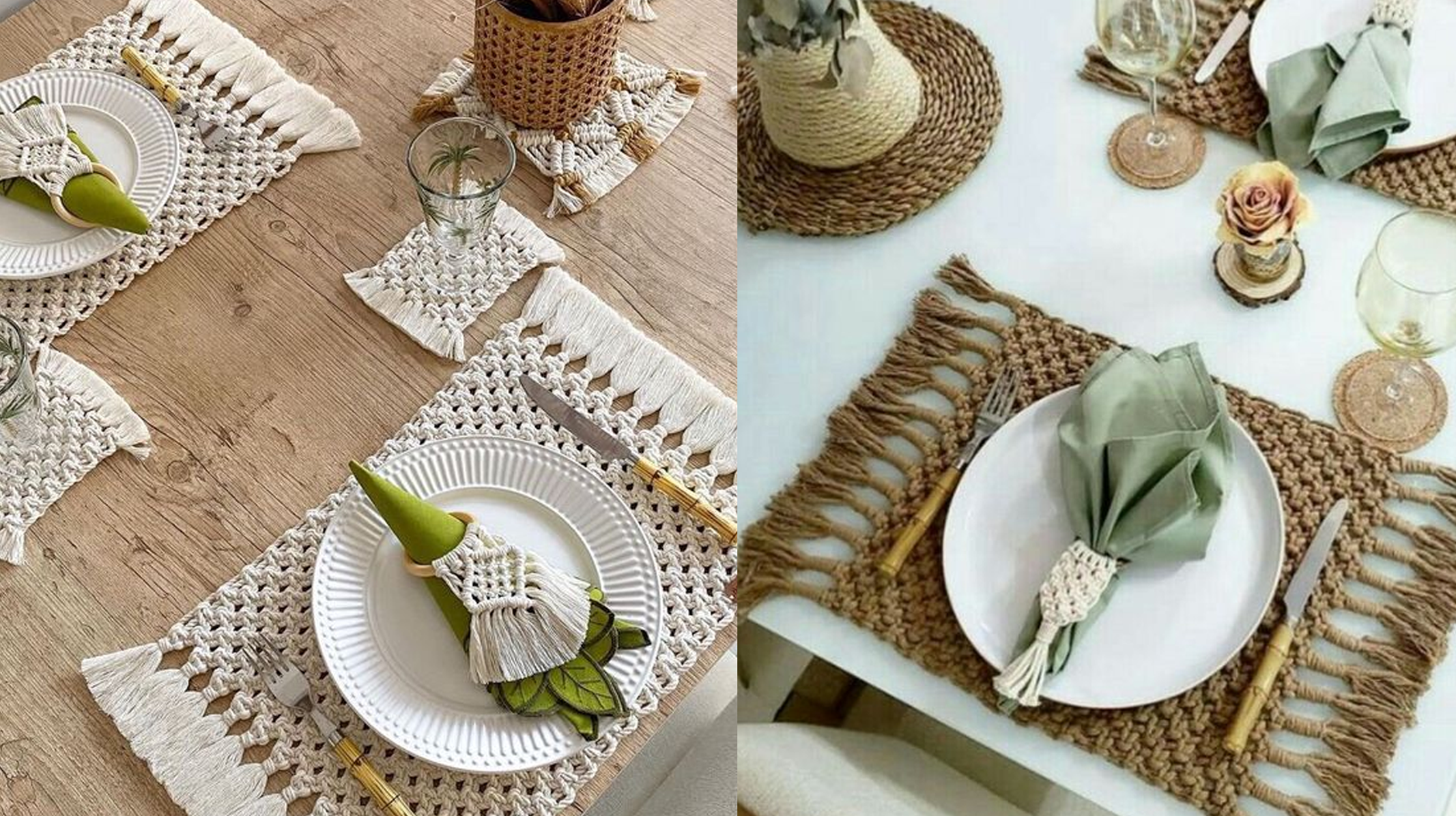 Confira 10 Ideias Lindas de Jogo Americanos de Macramê : Elegância e Personalização na Mesa