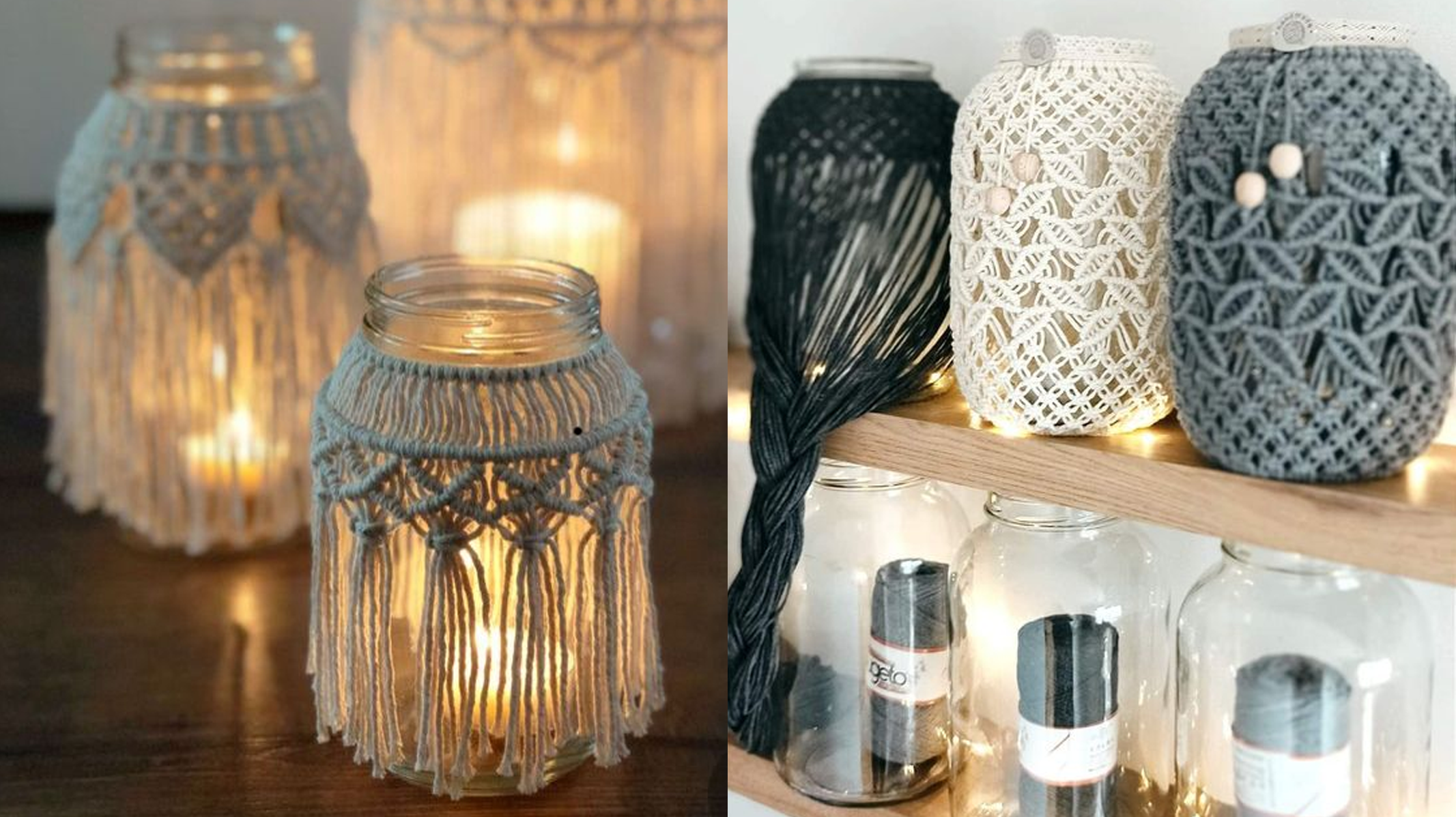 Potes Decorados com Macramê: Ideias Lindíssimas de Potes Decorados com Macramê!