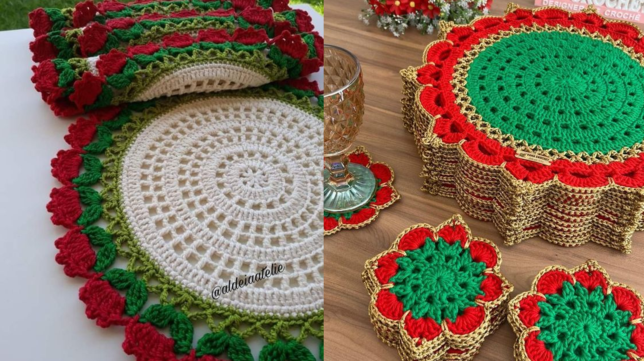 Sousplats de Natal em Crochê Moderno – Incríveis para Decorar a Mesa!