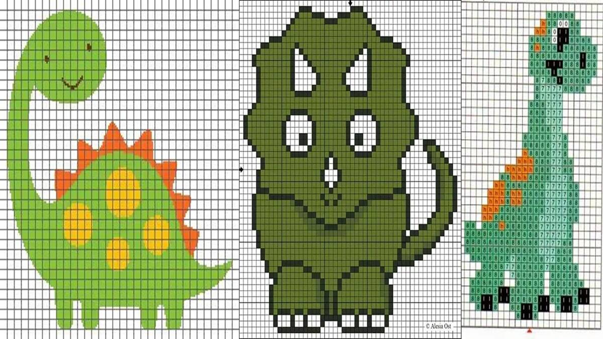 Dinossauro em Ponto Cruz: Adicione no Seu Bordado!