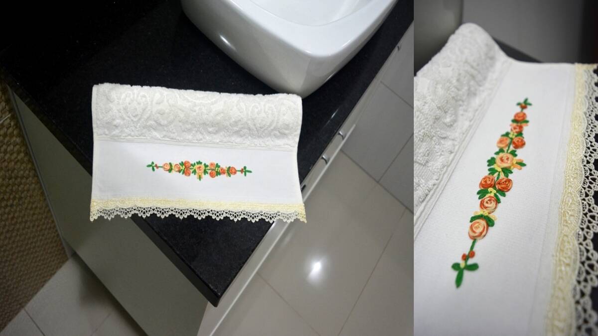 Toalha Bordada com Rosinhas: Aprenda a fazer a Sua!