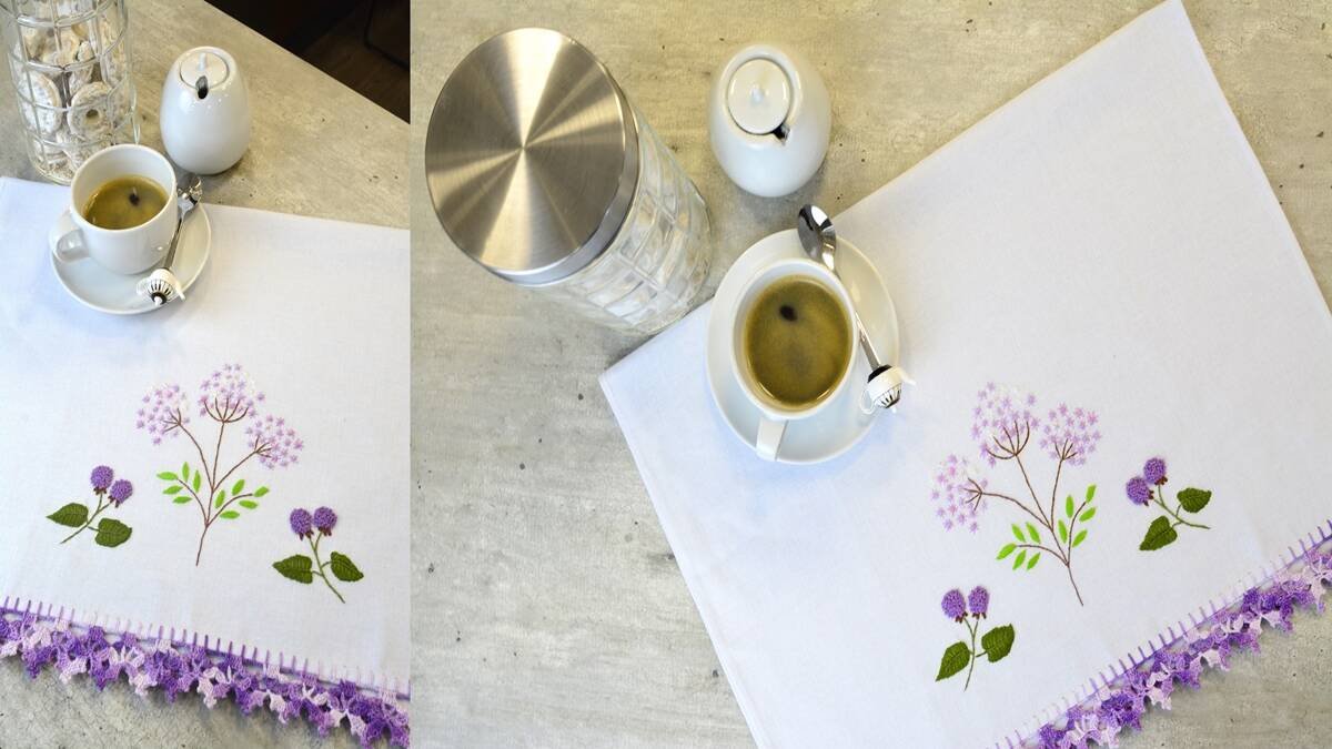 Bordado Lavanda em Pano de Prato: Aprenda a Fazer o Seu!