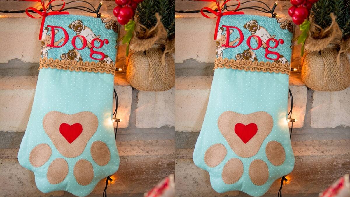 Bota de Natal com Tema Cachorros em Patchwork!