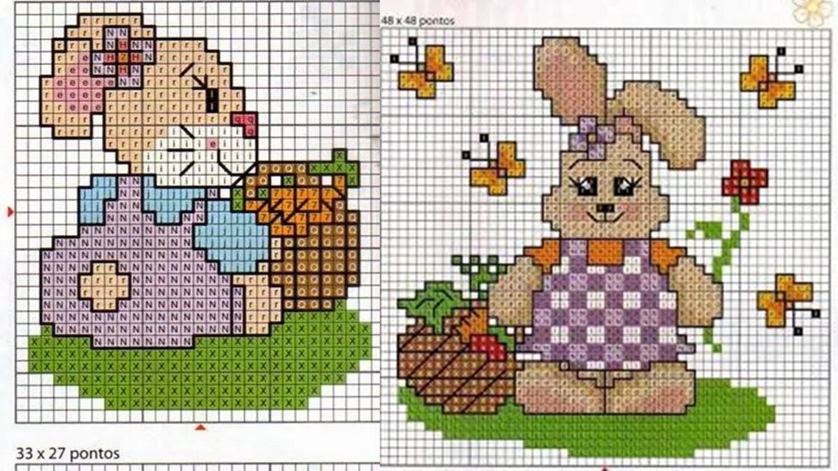 Coelhinhos em Ponto Cruz: Aprenda a Fazê-los Para Enxovais!